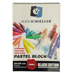 Alex Schoeller Pastel Fon Blok Spiralli 35x50cm 220gr 15 Yaprak Siyah - Alex Schoeller