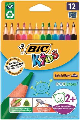 Bic Evolution Üçgen Jumbo Boya Kalemi 12 Renk - 1