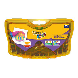 Bic - Bic Yağlı Pastel 12 Renk Sert Plastik Kutu