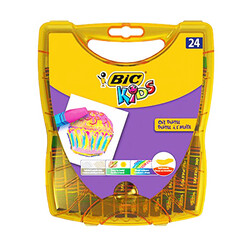 Bic - Bic Yağlı Pastel 24 Renk Sert Plastik Kutu