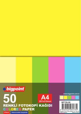 Bigpoint A4 Renkli Fotokopi Kağıdı 5 Renk 50'li Paket - 1