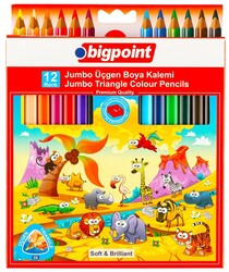 Bigpoint Jumbo Üçgen Kuru Boya Kalemi 12 Renk - 1