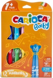 Carioca - Carioca Teddy Jumbo Bebek Süper Yıkanabilir Keçeli Boya Kalemi 12'li