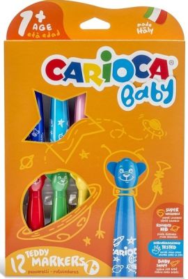 Carioca Teddy Jumbo Bebek Süper Yıkanabilir Keçeli Boya Kalemi 12'li - 1