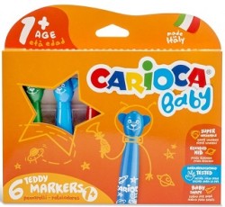 Carioca Teddy Jumbo Bebek Süper Yıkanabilir Keçeli Boya Kalemi 6'lı - Carioca