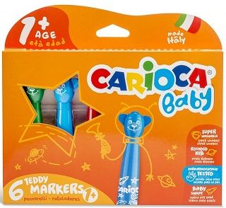 Carioca Teddy Jumbo Bebek Süper Yıkanabilir Keçeli Boya Kalemi 6'lı - 1