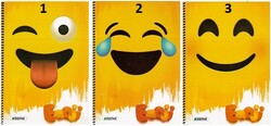 Defne Emoji A-4 PP Kapak Helozon Spiralli Çizgili 96 yp.Defter - Defne