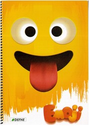 Defne Emoji A-4 PP Kapak Helozon Spiralli Kareli 60 yp.Defter - Defne