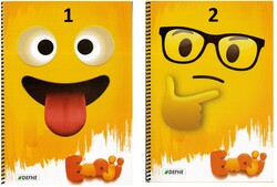 Defne Emoji A-4 PP Kapak Helozon Spiralli Kareli 96 yp.Defter - Defne