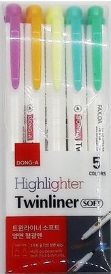 Dong-A Twinliner Soft Fosforlu Kalem Çift Taraflı 5 li Set - 1