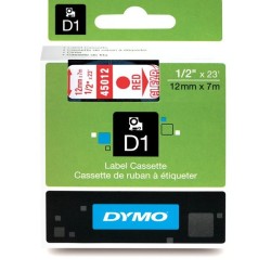 Dymo D1 Yedek Şerit 12 mm. x 7 mt. Şeffaf/Kırmızı (45012) - 5 li pk. - Dymo
