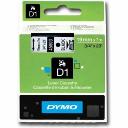 Dymo D1 Yedek Şerit 19 mm. x 7 mt. Beyaz/Siyah (45803) - 5 li pk. - Dymo