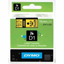 Dymo D1 Yedek Şerit 19 mm. x 7 mt. Sarı/Siyah (45808) - 5 li pk. - Dymo