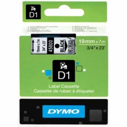 Dymo D1 Yedek Şerit 19 mm. x 7 mt. Şeffaf/Siyah (45800) - 5 li pk. - Dymo