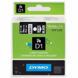 Dymo D1 Yedek Şerit 19 mm. x 7 mt. Siyah/Beyaz (45811) - 5 li pk. - Dymo