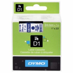 Dymo D1 Yedek Şerit 24 mm. x 7 mt. Beyaz/Mavi (53714) - 5 li pk. - Dymo