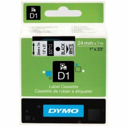 Dymo D1 Yedek Şerit 24 mm. x 7 mt. Beyaz/Siyah (53713) - 5 li pk. - Dymo