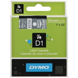 Dymo D1 Yedek Şerit 24 mm. x 7 mt. Şeffaf/Beyaz (53720) - 5 li pk. - Dymo