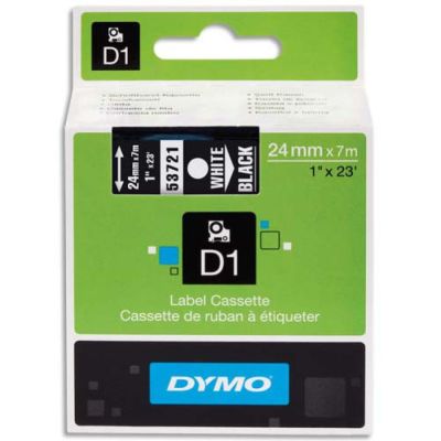 Dymo D1 Yedek Şerit 24 mm. x 7 mt. Siyah/Beyaz (53721) - 5 li pk. - 1