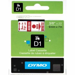 Dymo D1 Yedek Şerit 9 mm. x 7 mt. Beyaz/Kırmızı (40915) - 5 li pk. - Dymo