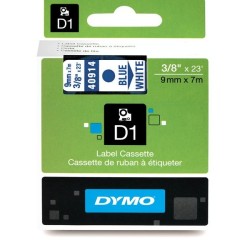 Dymo D1 Yedek Şerit 9 mm. x 7 mt. Beyaz/Mavi (40914) - 5 li pk. - Dymo