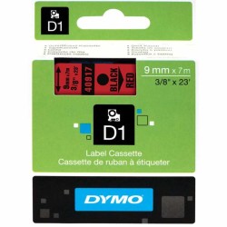Dymo D1 Yedek Şerit 9 mm. x 7 mt. Kırmızı/Siyah (40917) - 5 li pk. - Dymo