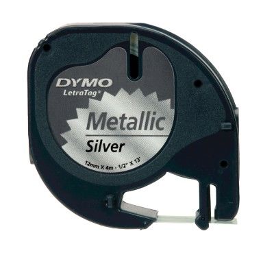 Dymo Letratag Metalik Şerit (12 mm. x 4 mt.) Gri (59429) - 10 lu pk. - 1