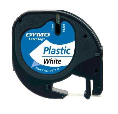 Dymo Letratag Plastik Şerit (12 Mm. X 4 Mt.) Beyaz (59422) - 10 Lu Pk.