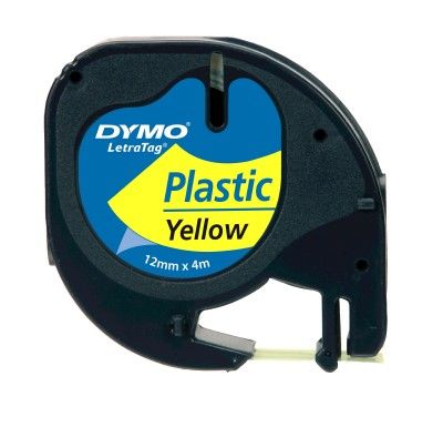 Dymo LetraTag Plastik Şerit (12 mm. x 4 mt.) Sarı (59423) - 10 lu pk. - 1