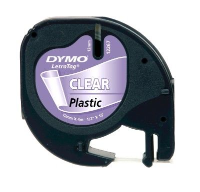 Dymo LetraTag Plastik Şerit (12 mm. x 4 mt.) Şeffaf (12268) - 10 lu pk. - 1