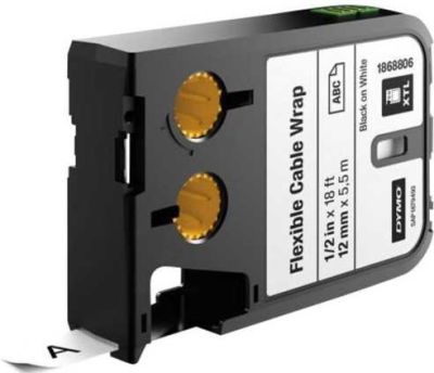 Dymo XTL Esnek Naylon Kablo Etiketi 12 mmx5.5 m Beyaz/Siyah - 1