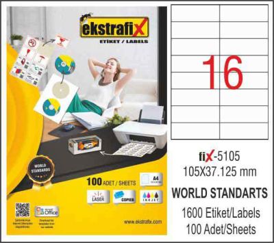 Ekstrafix Laser Etiket 105x37,125 mm - 1