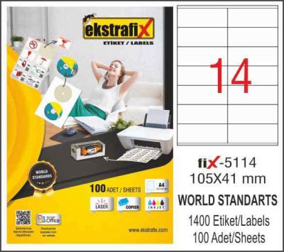 Ekstrafix Laser Etiket 105x41 mm - 1