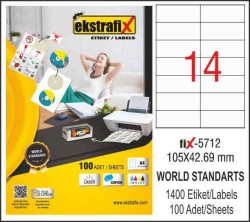 Ekstrafix Laser Etiket 105x42,69 mm - Ekstrafix