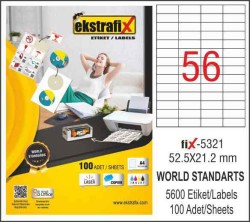 Ekstrafix Laser Etiket 52,5x21,2 mm - Ekstrafix