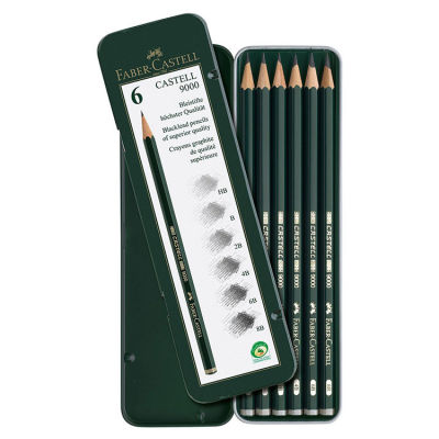 Faber-Castell 9000 Dereceli 6'lı Metal Kutu (HB,B,2B,4B,6B,8B) - 1