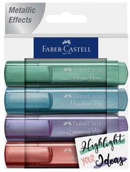 Faber-Castell Fosforlu Kalem Metalik Renk 4 lü - Faber Castell