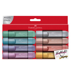 Faber-Castell Fosforlu Kalem Metalik Renk 8 li - Faber Castell