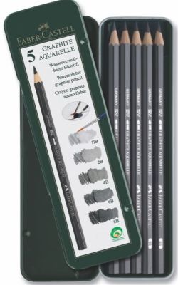 Faber-Castell Graphite Aquarelle Kurşunkalem 5'li Metal Kutu (HB,2B,4B,6B,8B) - 1