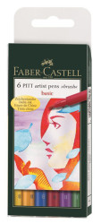 Faber-Castell Pitt Çizim Kalemi Fırça Uç Ana Renkler 6 lı poşet - Faber Castell