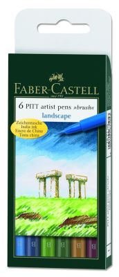 Faber-Castell Pitt Çizim Kalemi Fırça Uç Manzara 6 lı poşet - 1