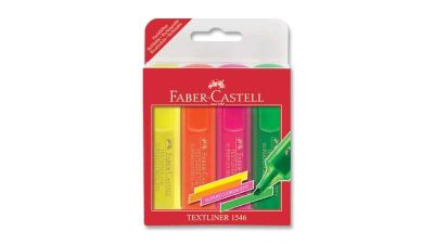 Faber-Castell Şeffaf Gövde Fosforlu Kalem 1546 4'lü Poşet - 1