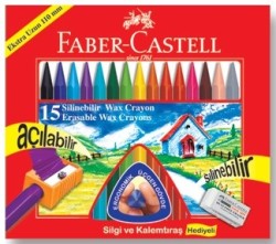 Faber-Castell Silinebilir Mum Boya 15 Renk - Faber Castell