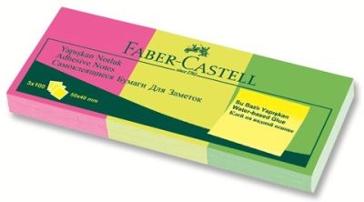 Faber-Castell Yapışkan Notluk 50x40mm Karışık Fosforlu 3 Renk - 1