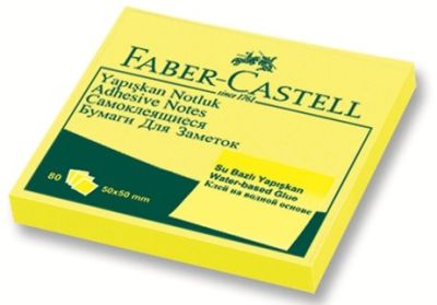 Faber-Castell Yapışkan Notluk 50x50mm Fosforlu Sarı - 1