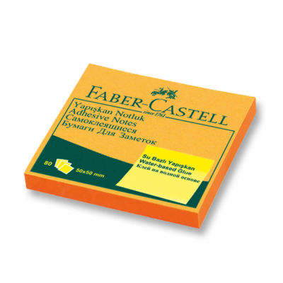 Faber-Castell Yapışkan Notluk 50x50mm Fosforlu Turuncu - 1