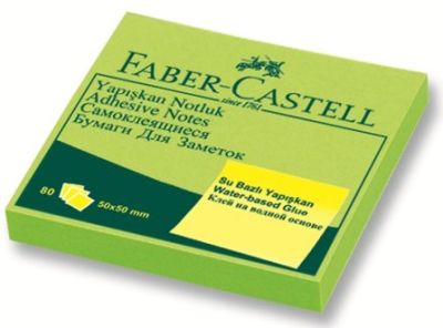 Faber-Castell Yapışkan Notluk 50x50mm Fosforlu Yeşil - 1