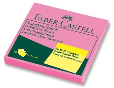 Faber-Castell Yapışkan Notluk 75x75mm Fosforlu Pembe - 1