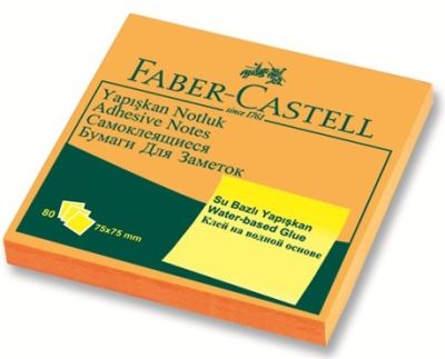 Faber-Castell Yapışkan Notluk 75x75mm Fosforlu Turuncu - 1