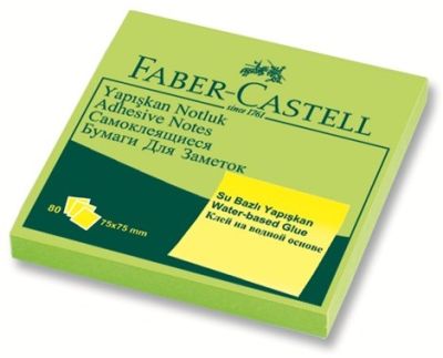 Faber-Castell Yapışkan Notluk 75x75mm Fosforlu Yeşil - 1